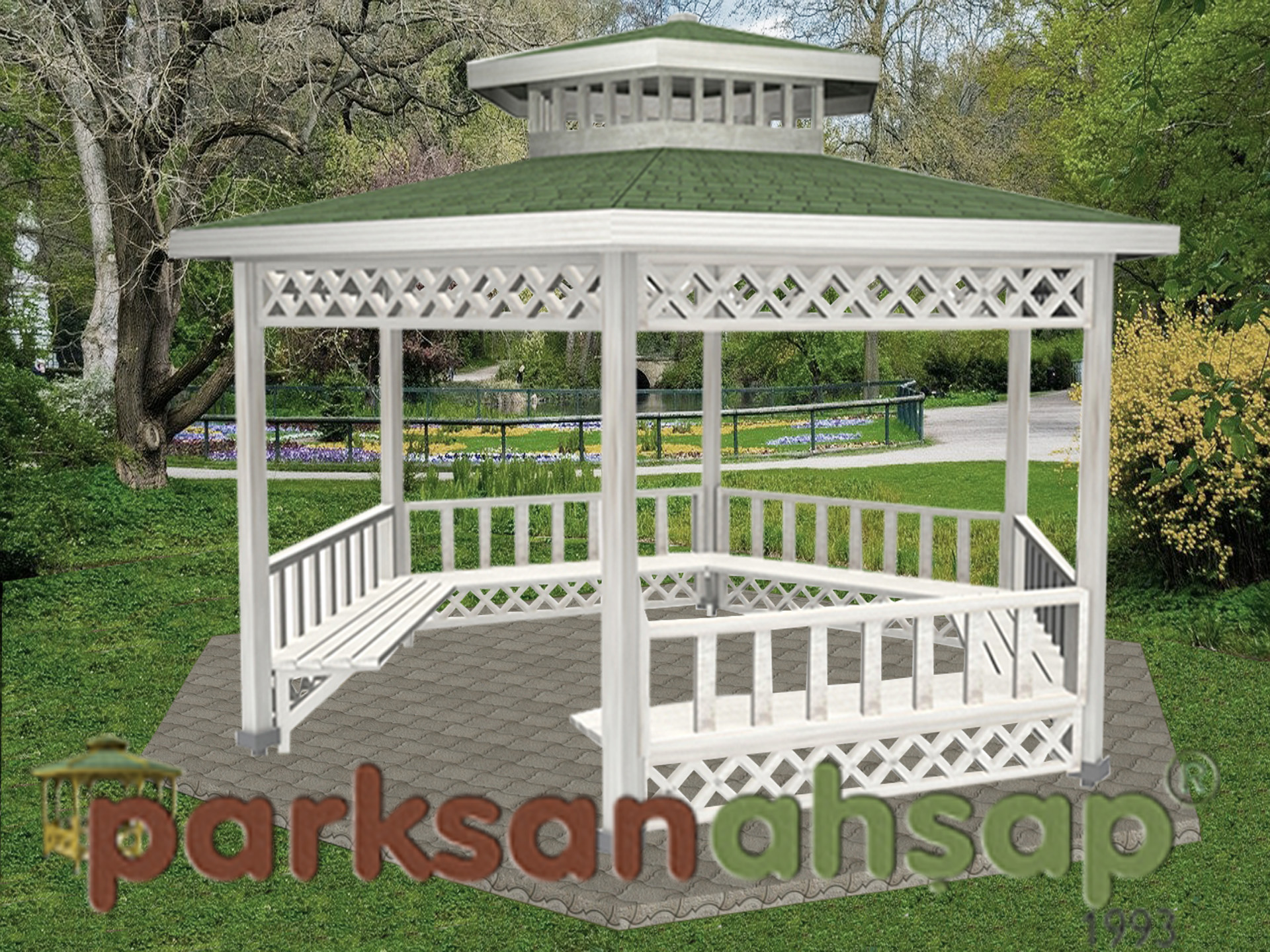  Ahşap Çardak Altıgen 400(L)x400(W)x330(H)-70153