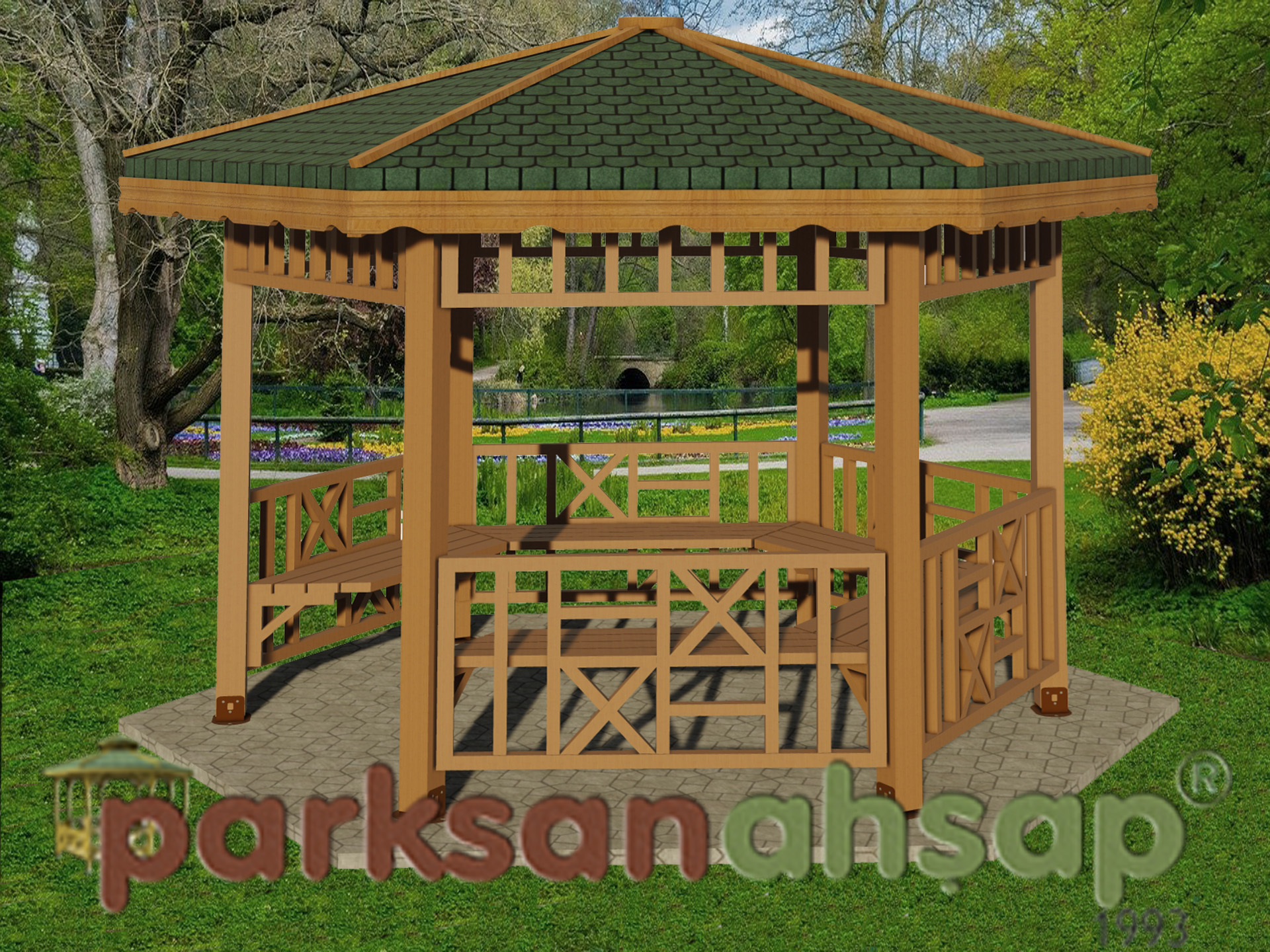Ahşap Çardak Altıgen  300(L)x300(W)x290(H)-70141