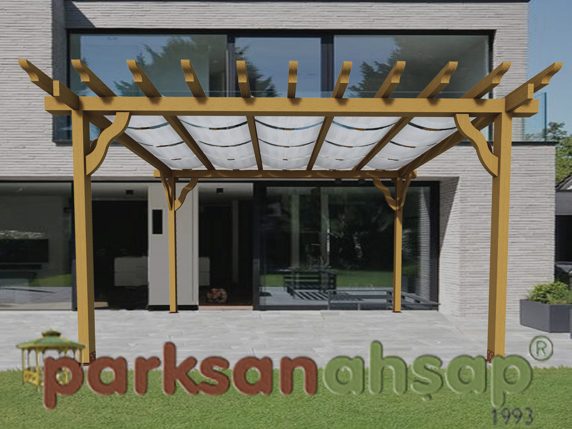 Ahşap Brandalı Pergole 300(L)x400(W)x250(H) - 70355