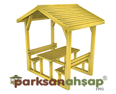 Çatılı Piknik Masası (Ahşap) 210(L)x195(W)x250(H) - 70410