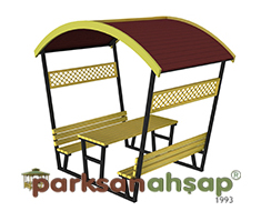 Çatılı Piknik Masası (Metal) 300(L)x180(W)x243(H) - 70433