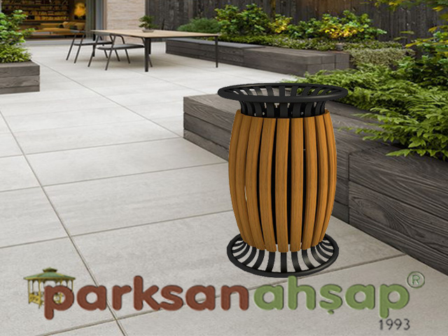 Dış Mekan Ahşap Çöp Kovası 46(W)x70(H) - 70918 
