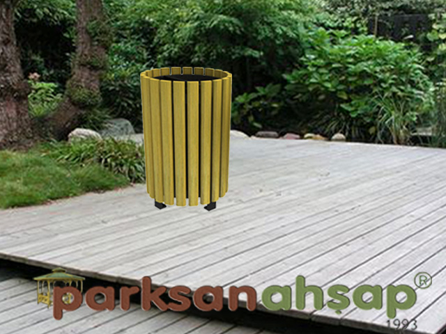 Dış Mekan Ahşap Çöp Kovası  (Küllüklü) 35(W)x57(H) - 70902