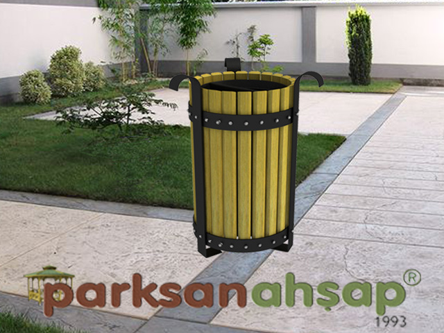 Dış Mekan Ahşap Çöp Kovası  (Küllüklü) 35(W)x57(H) - 70910