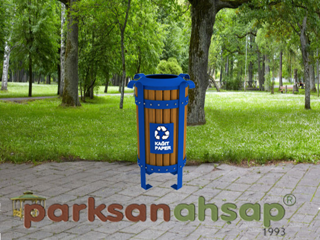Dış Mekan Ahşap Geri Dönüşüm Çöp Kovası - 70945