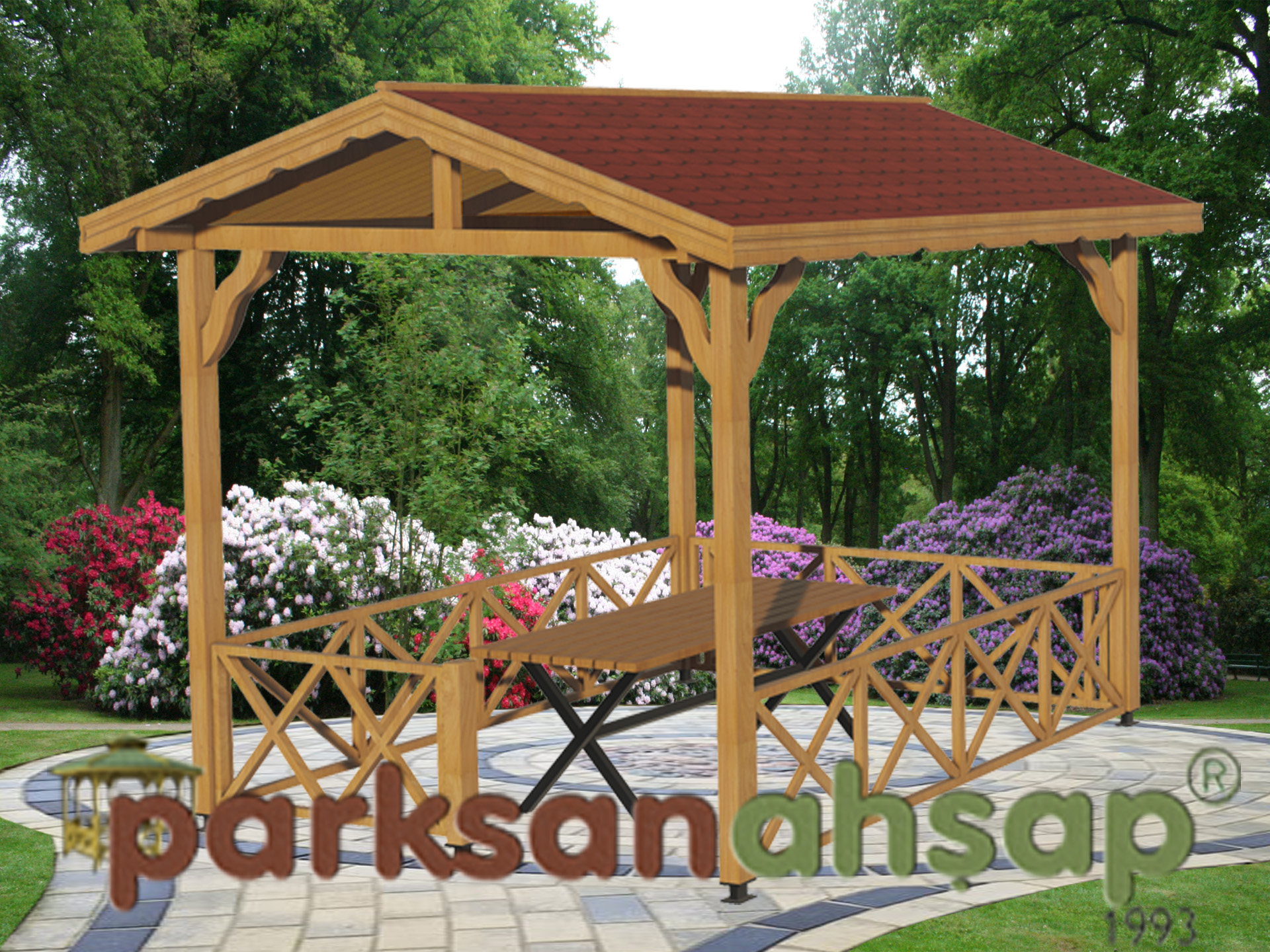  Ahşap Ekonomik Mini Gazebo 250(L)x300(W)x310(H) - 70119