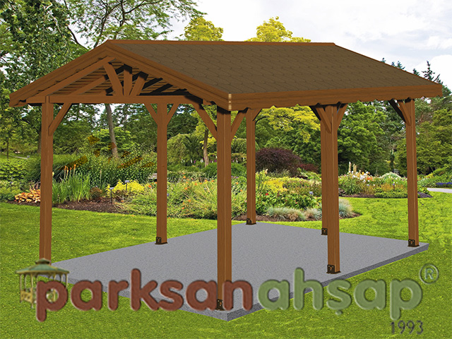 Ahşap Kamelya Kameriye ve Gazebo Modelleri /  Ahşap Dikdörtgen Çardak 300x400x300 0070141