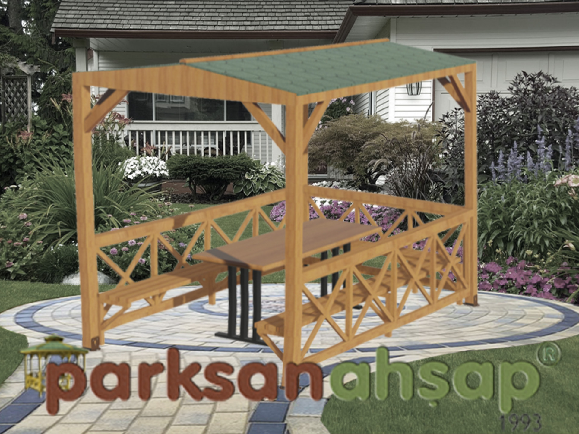  Ahşap Ekonomik Mini Gazebo 200(L)x300(W)x250(H) - 70107