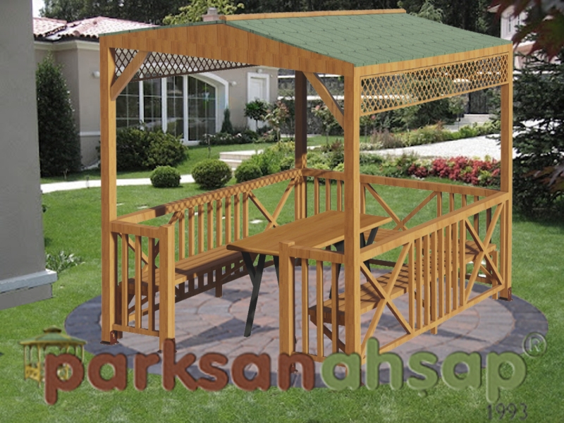 Ahşap Ekonomik Mini Gazebo 250(L)x300(W)x250(H) - 70120 