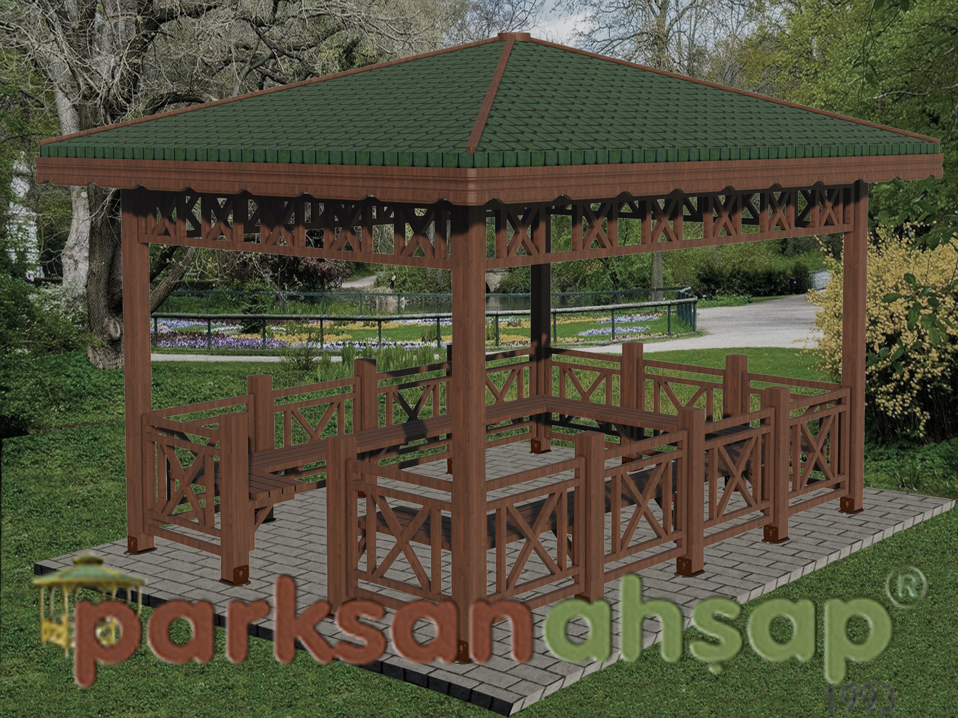 Ahşap Çardak Dikdörtgen 300(L)x400(W)x300(H) - 70210