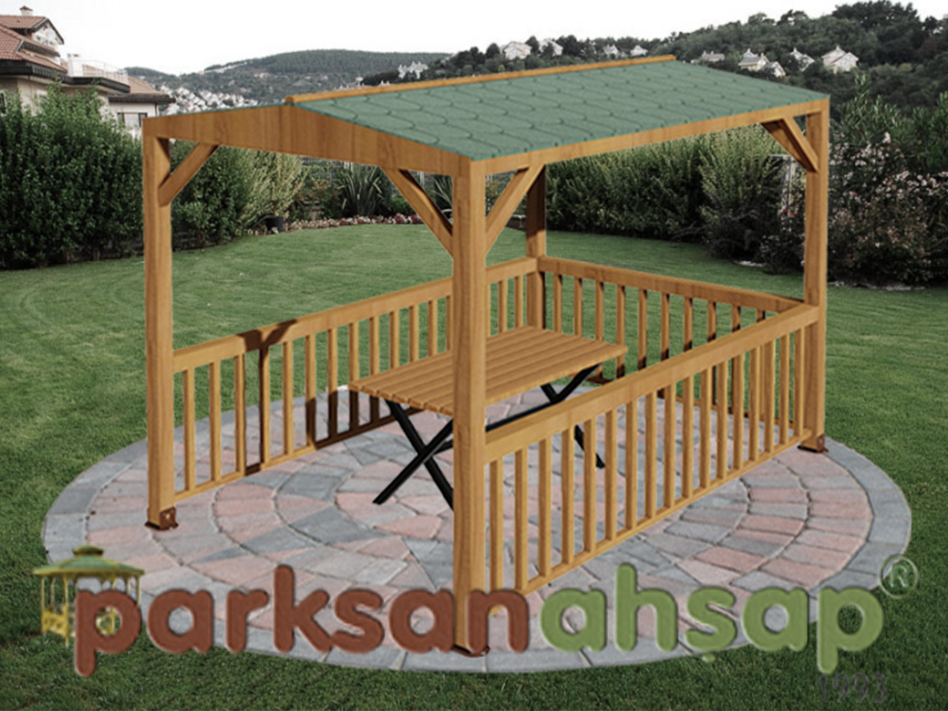 Ahşap Kamelya - Çardak ve Gazebo Modelleri  / Ahşap Ekonomik Mini Gazebo 200(L)x300(W)x250(H) - 70106