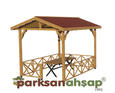  Ahşap Ekonomik Mini Gazebo 250(L)x300(W)x310(H) - 70119