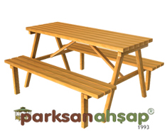Piknik Masası (Ahşap Masa) 145(L)x170(W)x75(H)-70513