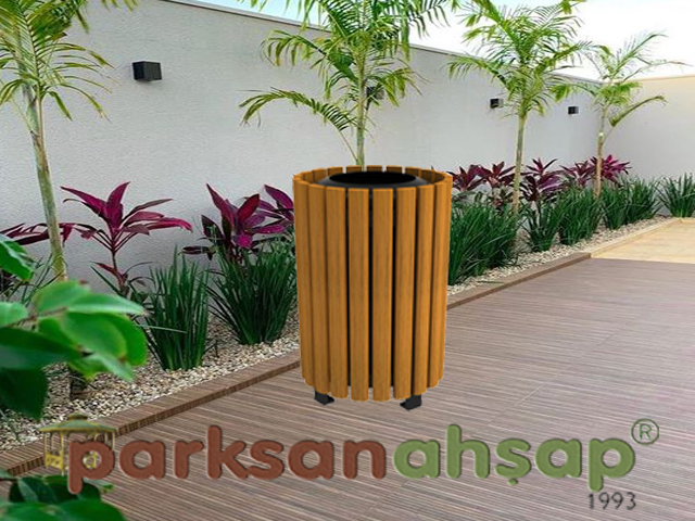 Dış Mekan Ahşap Çöp Kovası 35(W)x57(H) - 70901