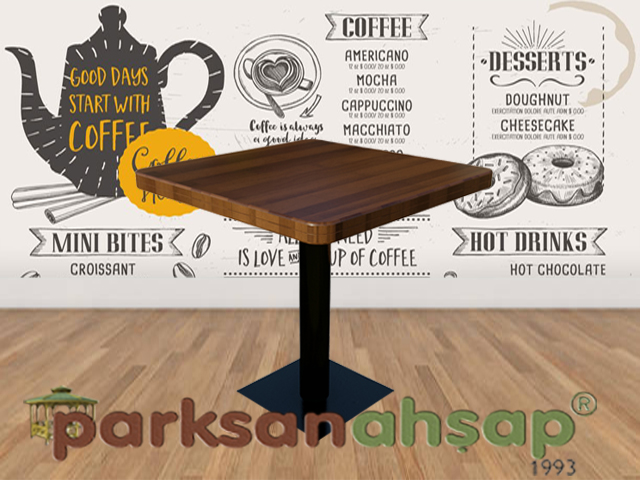 Ahşap Kafe - Balkon - Bahçe Masaları  / Kafe Balkon Kare Masa 100(L)x100(W)x75(H)-70737