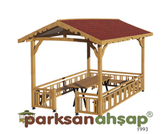 Ahşap Ekonomik Mini Gazebo 300(L)x300(W)x290(H)-70125