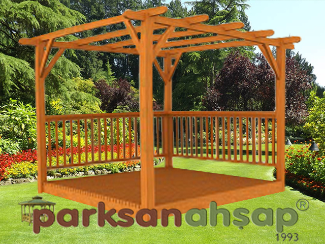 Ahşap  Pergole 300(L)x300(W)x250(H) - 70366