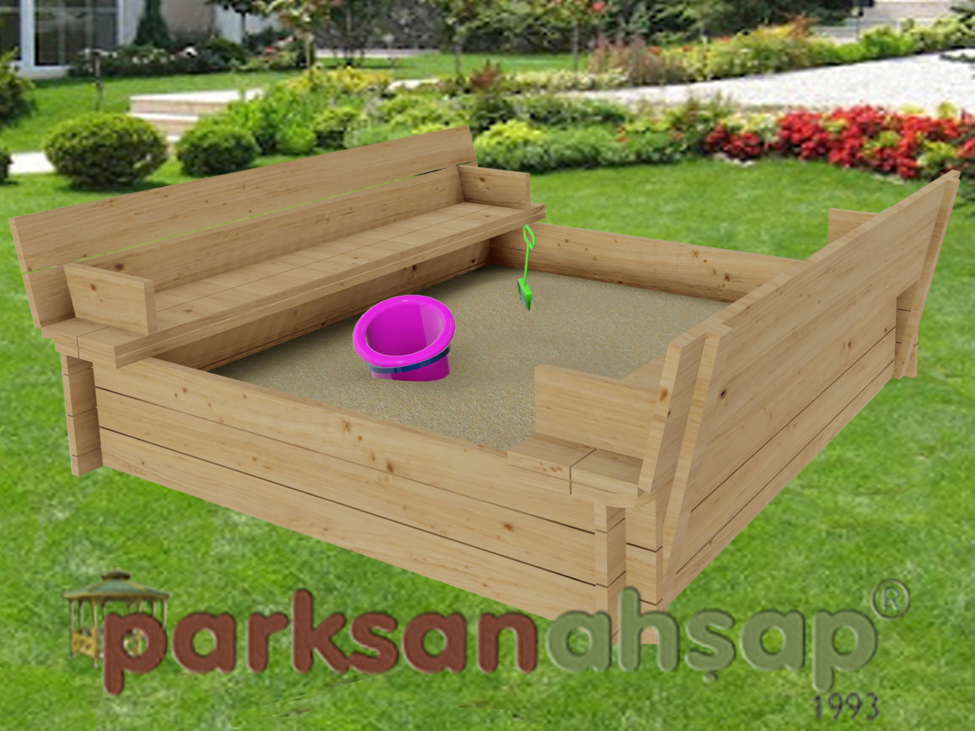 Ahşap Kum Havuzu (Kapaklı) 135(L)x135(W)x30(H) - 71310