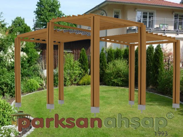 Ahşap  Pergole Üçlü 200(L)x200(W)x250(H) - 70361 