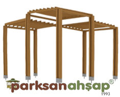Ahşap  Pergole Üçlü 200(L)x200(W)x250(H) - 70361 
