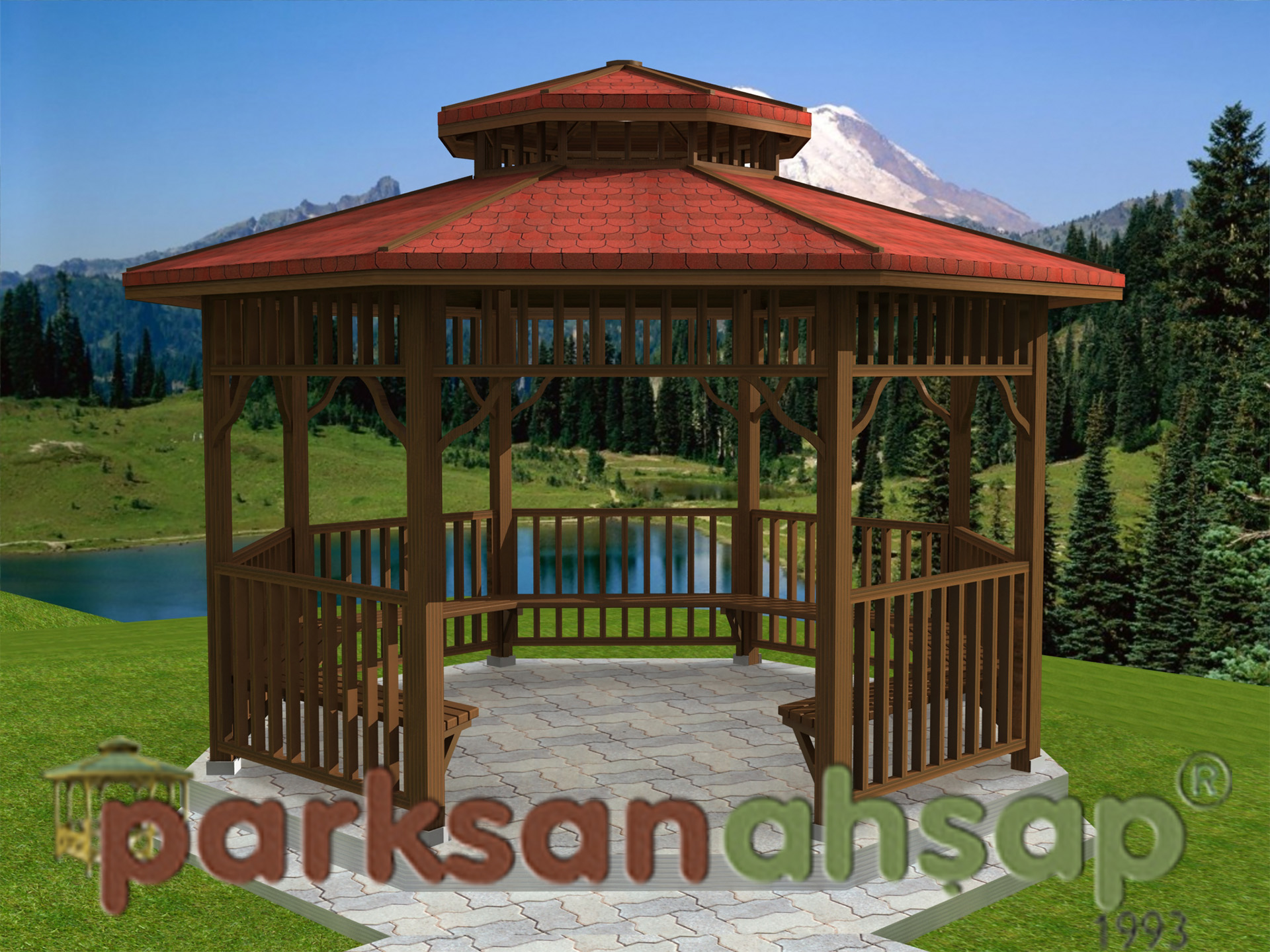 Ahşap Gazebo Sekizgen 400(L)x400(W)x330(H) - 70164