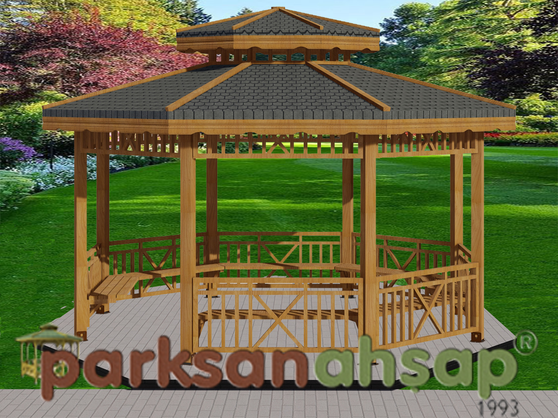 Ahşap Kamelya Kameriye ve Gazebo Modelleri / Ahşap Kamelya Sekizgen 500(L)x500(W)x330(H) -  Pasif Ürün Üretimi Durduruldu
