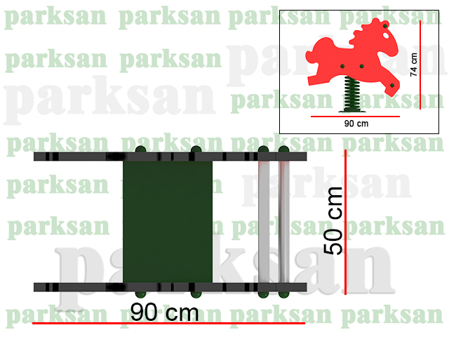 Ahşap Park Ekipmanları / Ahşap At Zıp Zıp - 51940 Teknik Resim