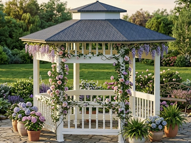 Metal Kamelya Kameriye ve Gazebo Modelleri / Metal Altıgen Gazebo 300x300x290(LWH) 70227     YENİ ÜRÜN