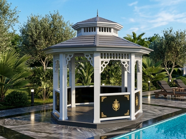 Metal Kamelya Kameriye ve Gazebo Modelleri / Metal Sekizgen Gazebo 300(L)x300(W)x310(H)-70181
