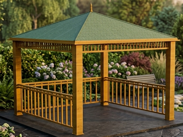 Ahşap Kamelya Kameriye ve Gazebo Modelleri /  Ahşap Kare Kamelya 400x400 (LWH) YENİ ÜRÜN