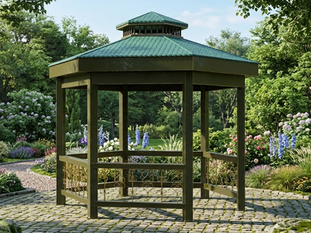 Metal Kamelya Kameriye ve Gazebo Modelleri / Metal Altıgen Gazebo 300x300X330 (LWH) 0070234