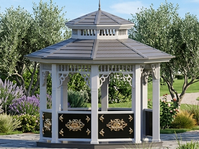 Metal Kamelya Kameriye ve Gazebo Modelleri / Metal Altıgen Gazebo 300x300x350(LWH) 70223     YENİ ÜRÜN