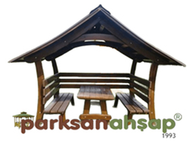 Ahşap Çatılı Piknik Masaları / Ahşap Japon Çatı Gazebo 200(L)x240(W)x320(H) - 70412