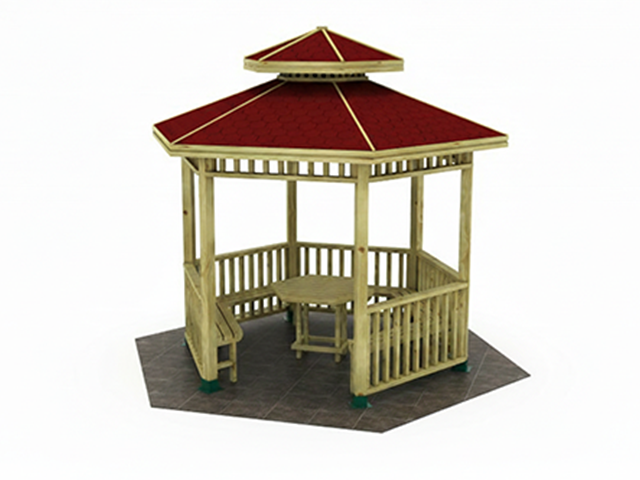 Kameriye ve Gazebo Modelleri  / Ahşap Mini Altıgen Kameriye 250(L)x250(W) - 70126