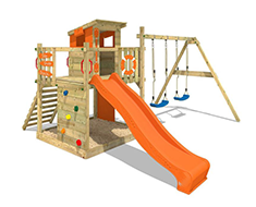 30689 - Ahşap Tırmanmalı Kaydıraklı Salıncaklı Set