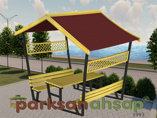 Çatılı Piknik Masası (Metal) 295(L)x180(W)x282(H) - 70425
