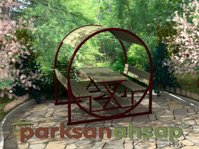 Çatılı Piknik Masası (Metal) 250(L)x180(W)x250(H) - 70441