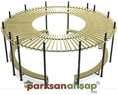 Ahşap - Metal Daire Pergole - Ø400cm - 70399