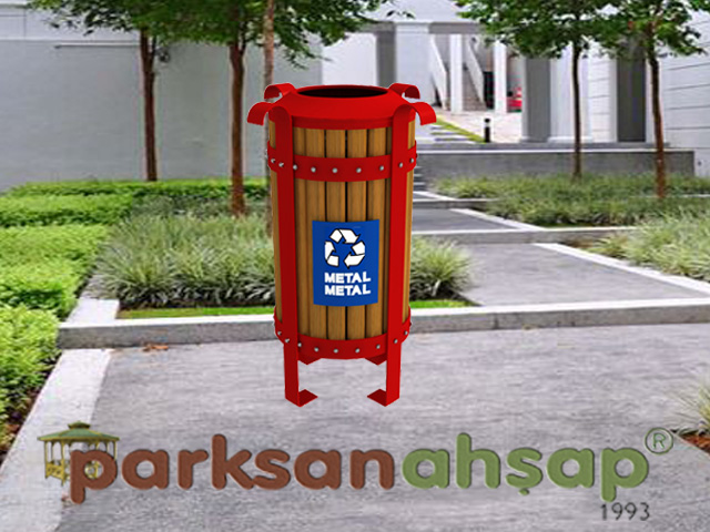 Dış Mekan Ahşap Geri Dönüşüm Çöp Kovası - 70946
