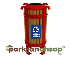 Dış Mekan Ahşap Geri Dönüşüm Çöp Kovası - 70946