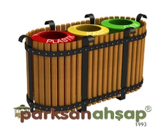 Dış Mekan Ahşap Geri Dönüşüm Çöp Kovası - 70954