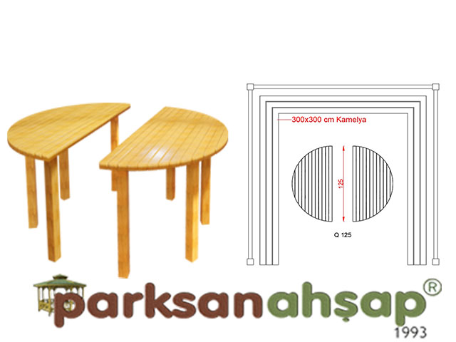 Ahşap Daire Masa Takımı 125(Çap)x75(H)-70728