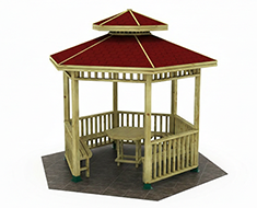 Ahşap Mini Altıgen Kameriye 250(L)x250(W) - 70126