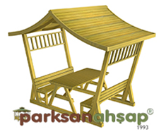 Çatılı Piknik Masası (Ahşap) 270(L)x180(W)x294(H) - 70411