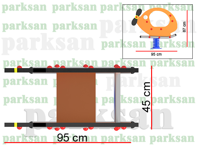 Ahşap Park Ekipmanları / Ahşap Kaplumbağa Zıp Zıp - 51946 Teknik Resim