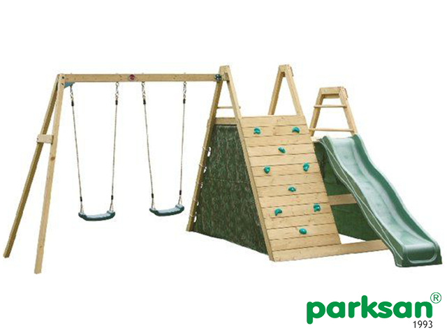 30677 - Tırmanmalı Kaydıraklı İkili Salıncaklı Set